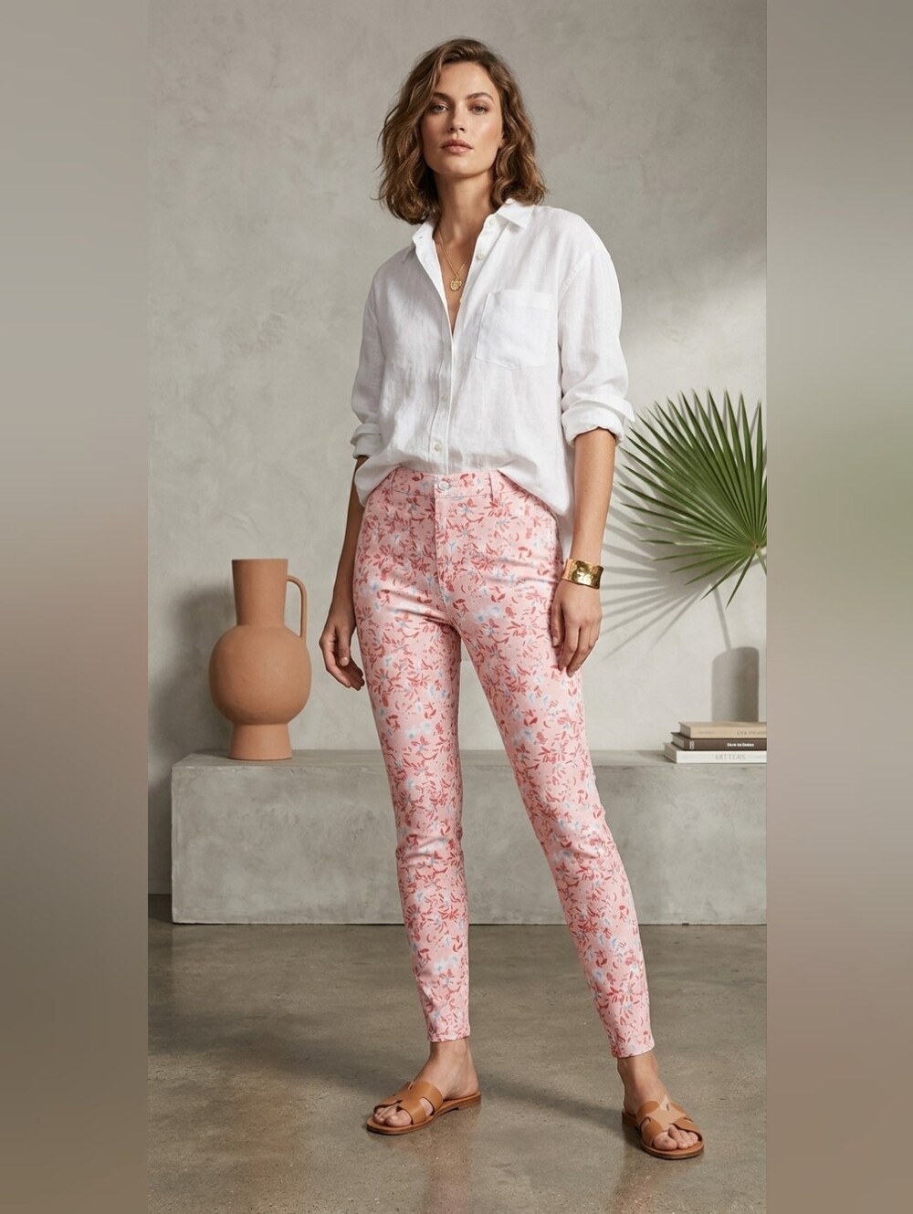 High-Rise Pink Floral Print Jeggings